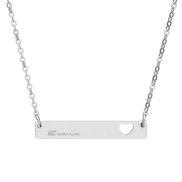 HHT Warrior | Personalized Heart Bar Necklace, Engraved Jewelry, Meaningful Gift for Her, Year End Appeal