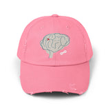 Unisex Distressed Cap with Brain and AVM Design - Perfect for Science Lovers