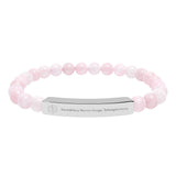 HHT Medical ID Bracelet | Engravable Natural Stone Bar Bracelet — Stretch Beaded Bracelet with Customizable Engraved Bar (Howlite & Pastel Amazonite)
