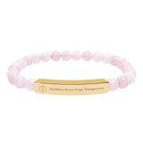 HHT Medical ID Bracelet | Engravable Natural Stone Bar Bracelet — Stretch Beaded Bracelet with Customizable Engraved Bar (Howlite & Pastel Amazonite)