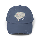 Unisex Distressed Cap with Brain and AVM Design - Perfect for Science Lovers
